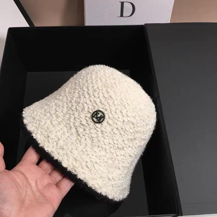 22 herfst en winter nieuwe zwarte gebreide pluche vissershoed voor dames met grote hoofdomtrek, modieuze en veelzijdige warme emmerhoedtrend_voghion.com