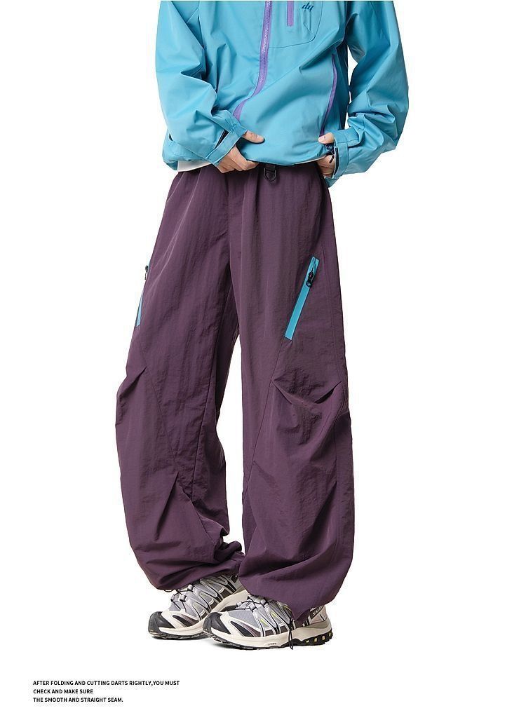 001 American Style Functional Zipper Color-Block Softshell Men Lightweight Outdoor Hiking Quick-Dry Casual Pants_voghion.com