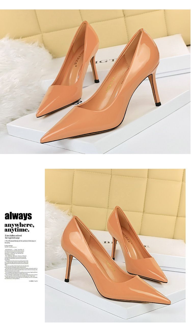 BIGTREE Shoes Glossy Patent Leather Women's Pumps Professional OL High Heels Stiletto Ladies Shoes Plus Size 43 All-match Heels_voghion.com
