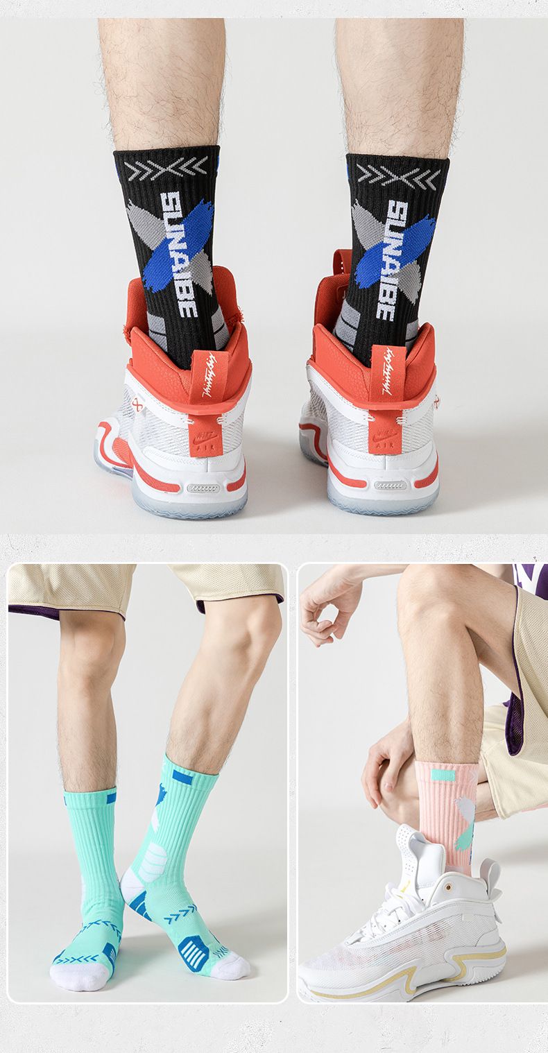 Basketball Socks Men's Medium And High Tube Autumn And Winter Towel Bottom Thickened Non-slip Socks Shock-absorbing Socks High-top Sports Running_voghion.com