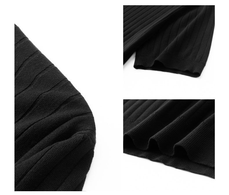 Men's Business Casual Knit T-Shirt - Slim Relaxed Fit, Breathable Polyester, Striped Short Sleeve Top (Black)_voghion.com