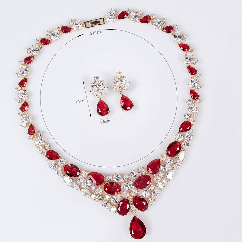 Magnifica collana da sposa, orecchini, set di zirconi, accessori per abiti da sera, gioielli per banchetti nuziali_voghion.com