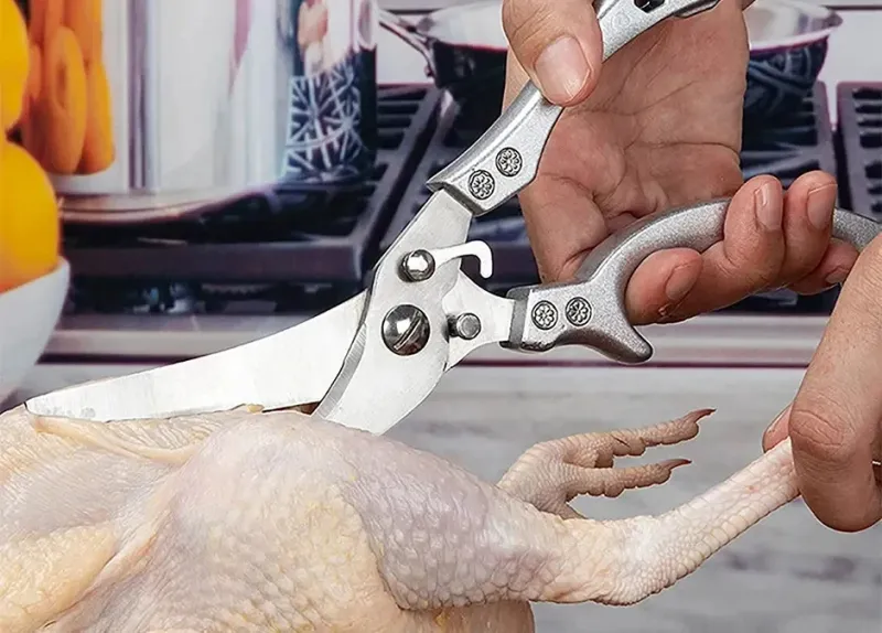 Küchenschere Huhn Knochen Küchenschere, Entenfischschneider Edelstahl Fischschere Skala Clean Cook Schere Messer_voghion.com