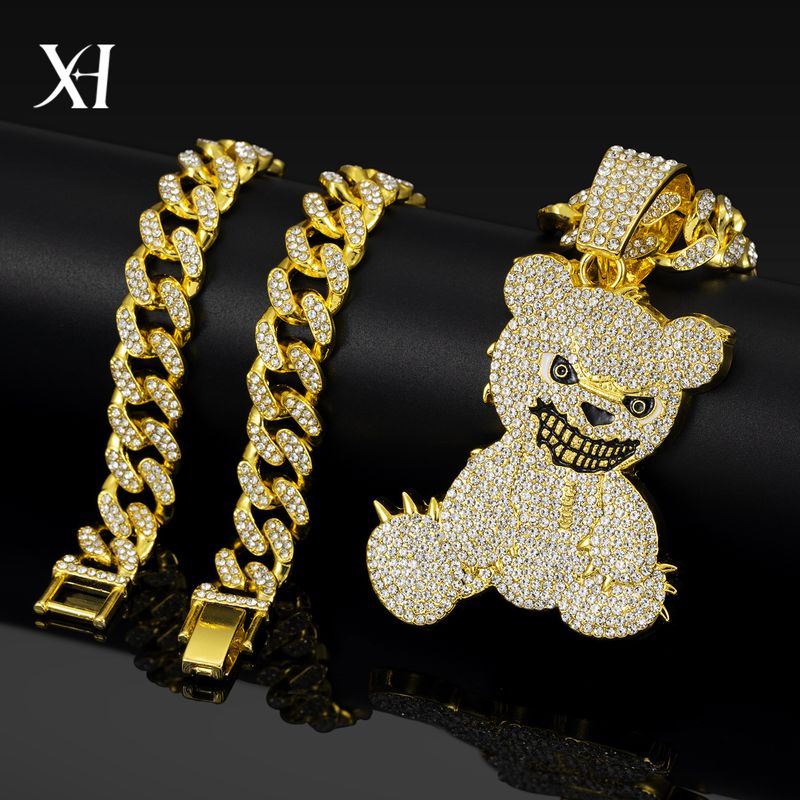 Smiling Unique Panda Necklace Fashion Hip-Hop Cuban Chain Jewelry For Men_voghion.com