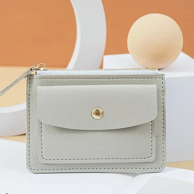 Portafoglio piccolo sottile in pelle da donna, portamonete multi-carte, semplice, con cerniera_voghion.com