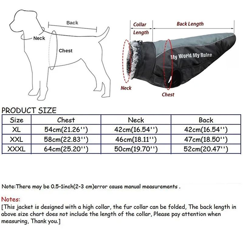 Wasserdichte Winterkleidung für große Hunde mit warmem Pelzkragen, große Hundejacke für Labrador Husky XL_voghion.com
