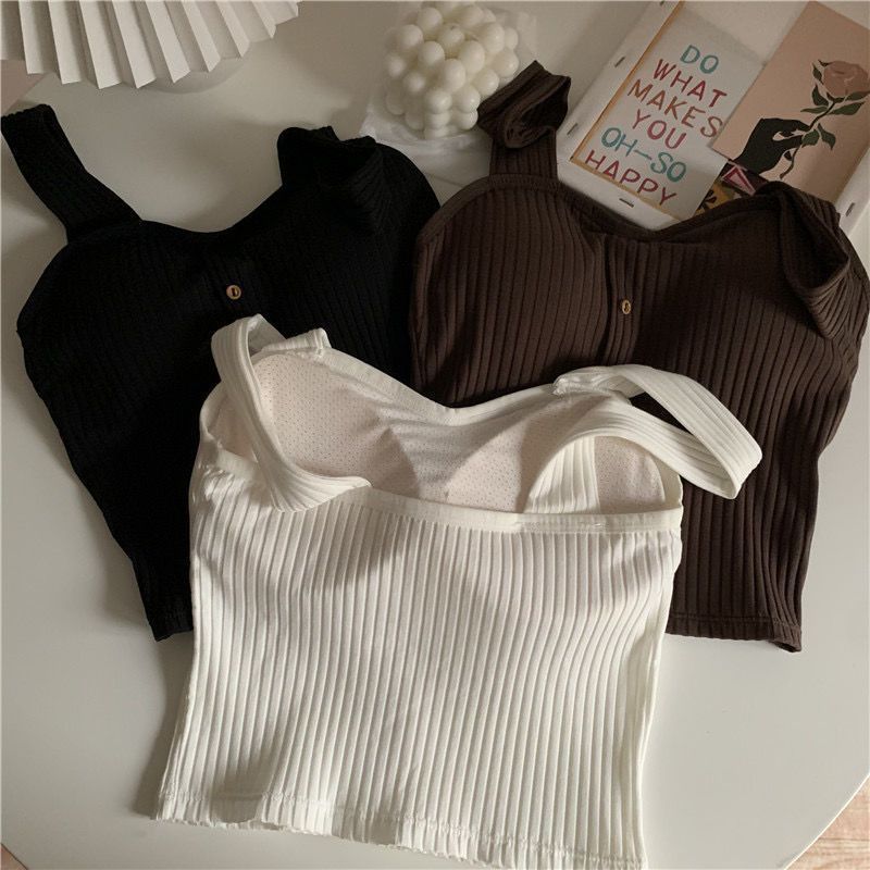 Damenbekleidung Schöner Rücken Kleine Sling Chic Weste Damen Herbst Süße Kühle Dünne Oberbekleidung Neuer Stil Mit Brustpolster Bottoming Top_voghion.com