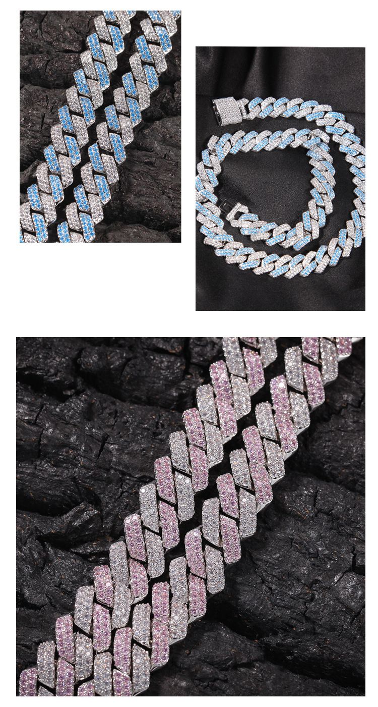 Collier Hip Hop cubain pour homme, bijou assorti, 13 mm, incrusté de zircons, plaqué or, tendance_voghion.com