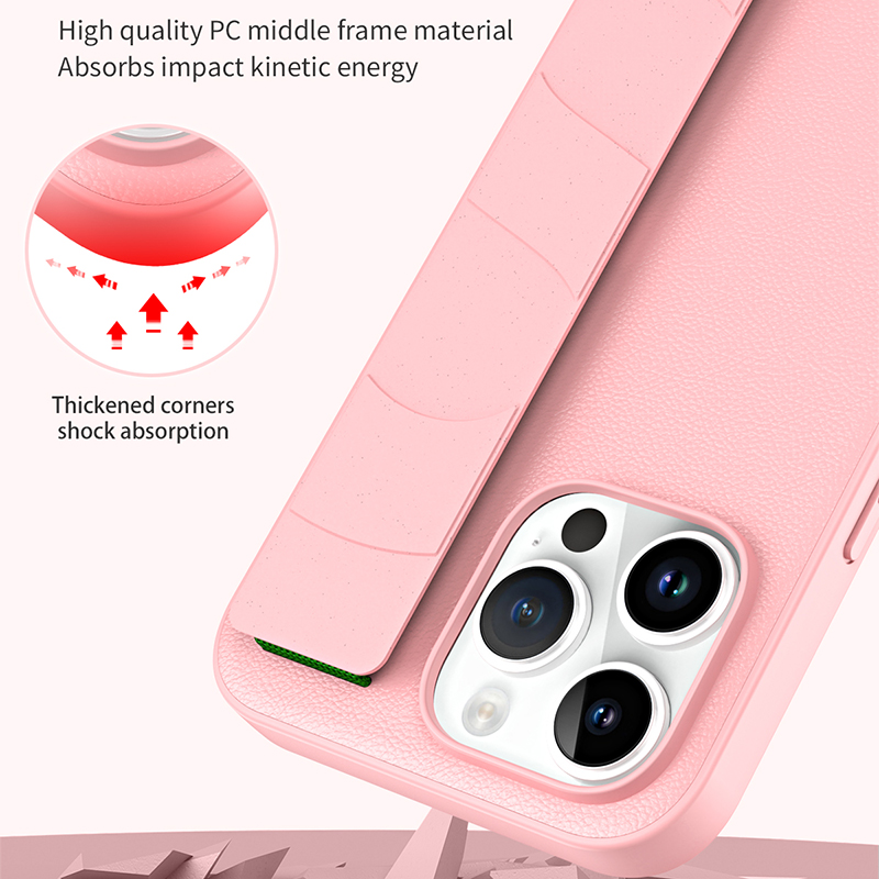 Luxury Fashion Leather Phone Case For iPhone 15 14 13 Pro Max 14Plus 15Plus Wrist Strap Bracket Shockproof Back Cover_voghion.com