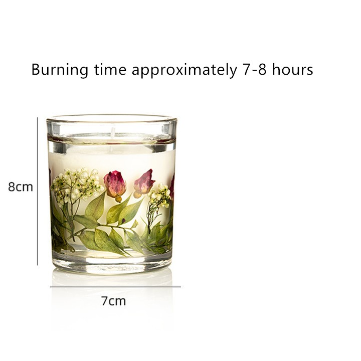 Trockenblumen-Aromatherapie-Kerze, Heimduft für den Innenbereich, romantisches und praktisches Geschenk, desodorierender und anhaltender Duft, festes Sojawachs mit Handgeschenk_voghion.com