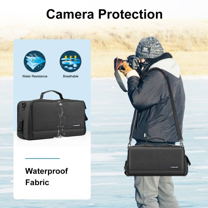 Draagbare camera crossbody schoudertas digitale opslag lens tas (zwart)_voghion.com