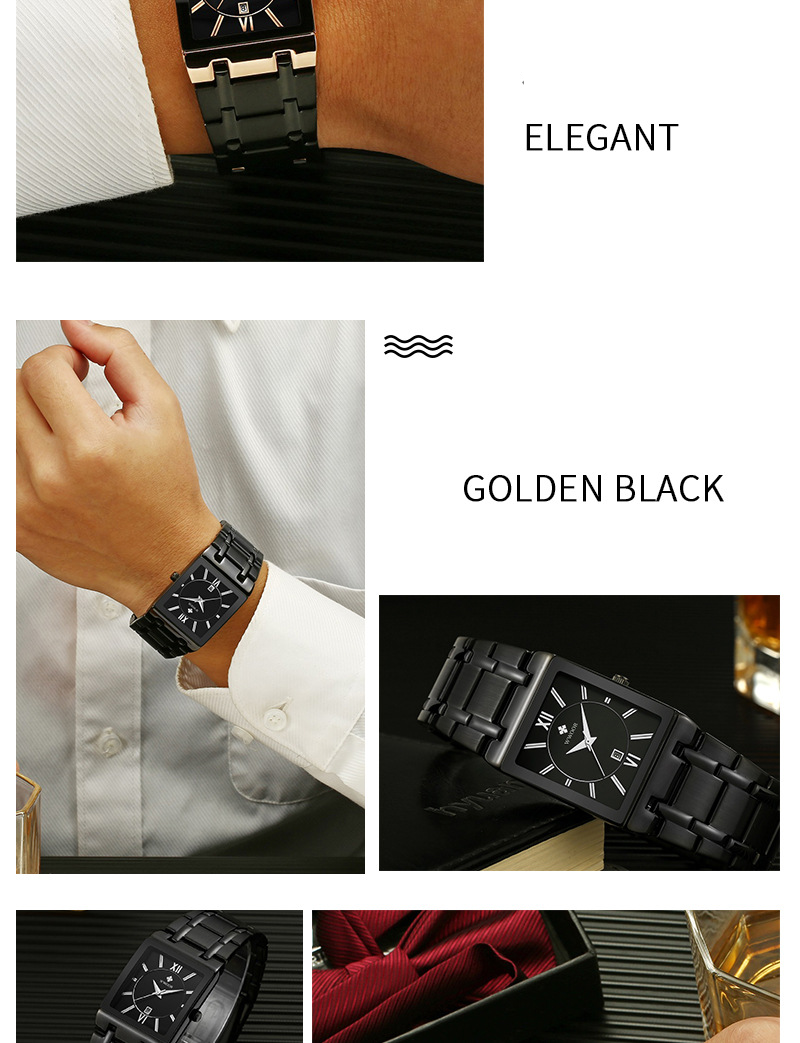 WWOOR Square Men's Casual Wristwatch Steel Band Quartz Watch Hand Date Electronic Watch Exquisite Small and 8858_voghion.com