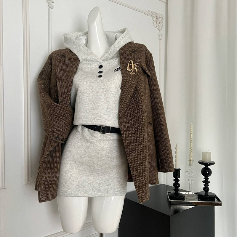 7. srpna Nový produkt WESTAYONE 24AW Commuter College Style Pletené šaty s kapucí pro ženy na podzim_voghion.com