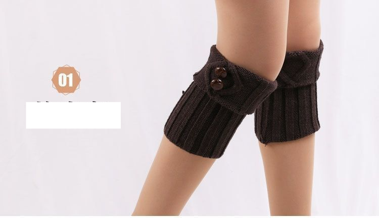 Bottines chaudes d'automne et d'hiver, chaussettes à poils, protection de la cheville en laine tricotée, jambe épaisse à boutons en diamant pour femmes_voghion.com