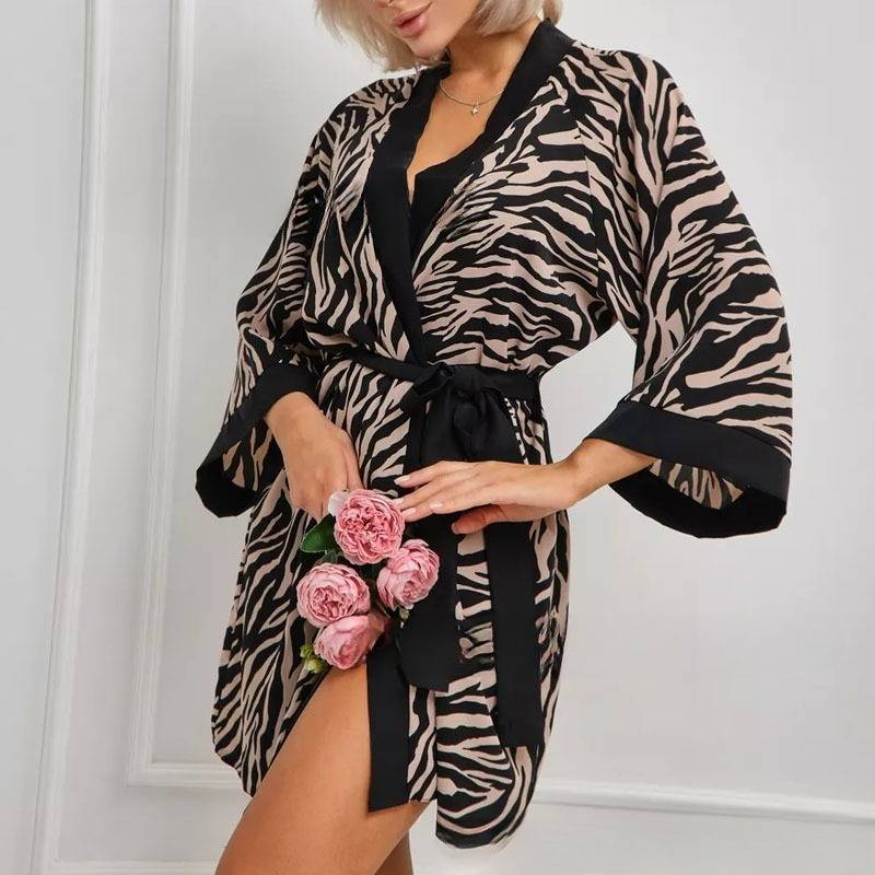 Women's Sleepwears Summer Moud Heemkleeder kënnen dobausse gedroe ginn sexy Pyjama bequem Bademantel Dammen Leopard Print Nightgown_voghion.com