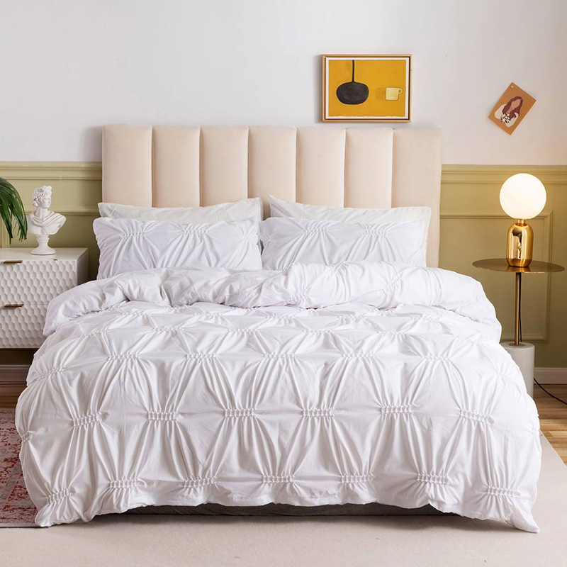 Craft Flower Solid Color Quilt Cover Three Piece Set Full Size For Bedding_voghion.com