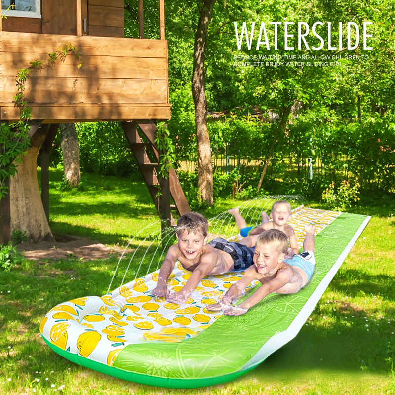 Kids Water Slide With Splash Board Giant Lemon PVC Outdoor Slip Slide For Backyard Durable Yellow Water Play Slide For Children's Summer Fun_voghion.com
