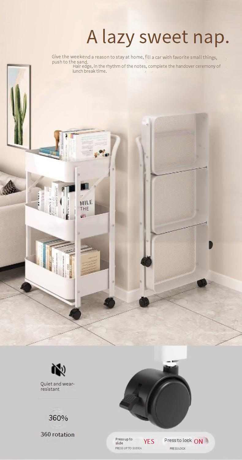 Gezinsorganizer Mobiele Trolley Staande Staande Meerlaagse Opvouwbare Keukenrek Snackrek IJzeren Badkamer Opbergrek_voghion.com