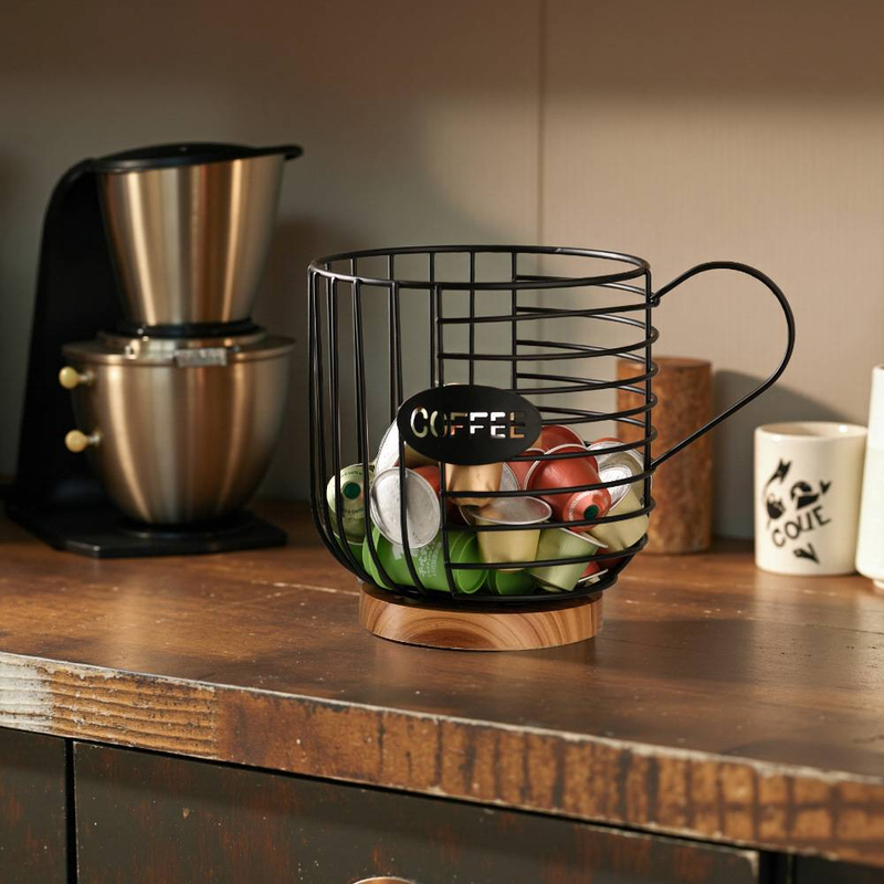 Woodbird Decor Skandinavischer Eisenkapsel-Kaffeeaufbewahrungskorb aus blauem Ins-Metall mit großer Kapazität für den Schreibtisch, Wasserbecher-Stil, Obstkorb_voghion.com