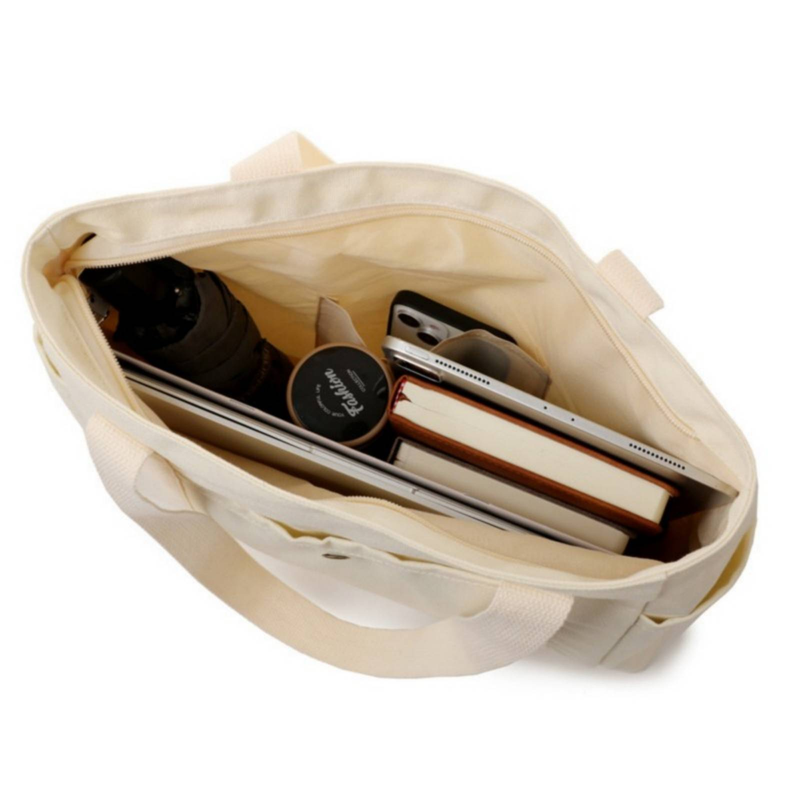 Large Capacity Tote Canvas Bag For Work And Outings, High-Quality, Commute-Friendly, Versatile, Literary Student Style Book Single Shoulder Canvas Bag_voghion.com