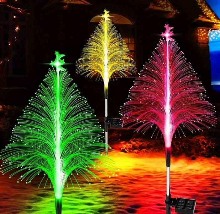 Luces solares de medusas para jardín - Decoración de fibra óptica resistente al agua IP65, LED de 7 colores cambiantes con certificación CE para decoración de exteriores_voghion.com