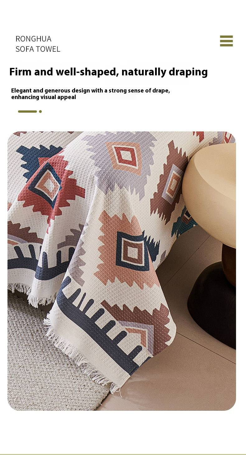 Copridivano geometrico vintage – Miscela di policotone antiscivolo – Copertura completa per divani componibili, divani a due posti e divani a 3 posti (diverse misure)_voghion.com
