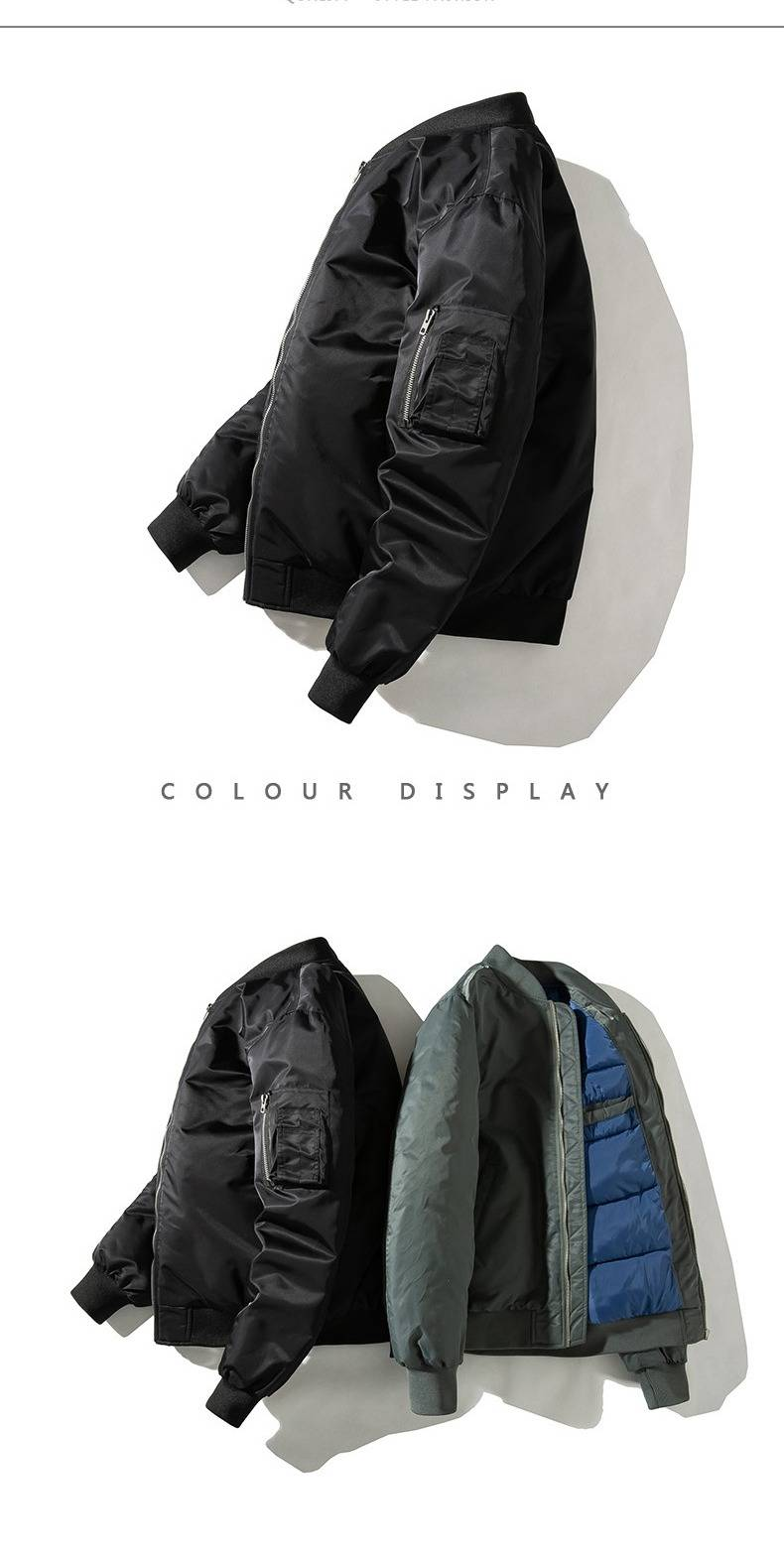 Unisex Bomber Jacket With Quilted Lining, Lightweight Spring Outerwear For Men & Women, Slim Fit Stand Collar Zip-Up Jacket_voghion.com