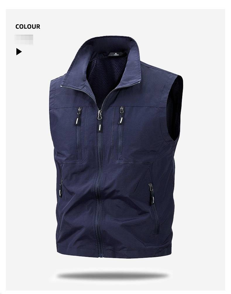 Gilet senza maniche da uomo con tasche multiple - Giacca leggera in nylon con cerniera per attività all'aperto e palestra (5 colori, dalla M alla 5XL)_voghion.com