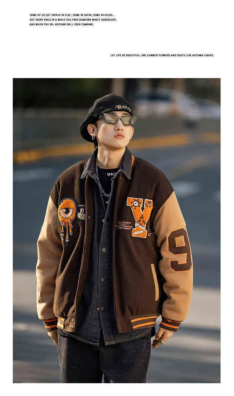 Embroidered Jackets For Men, Lightweight Varsity Style Outerwear - Spring Autumn Baseball Jacket, Oversized Thin Coat,_voghion.com