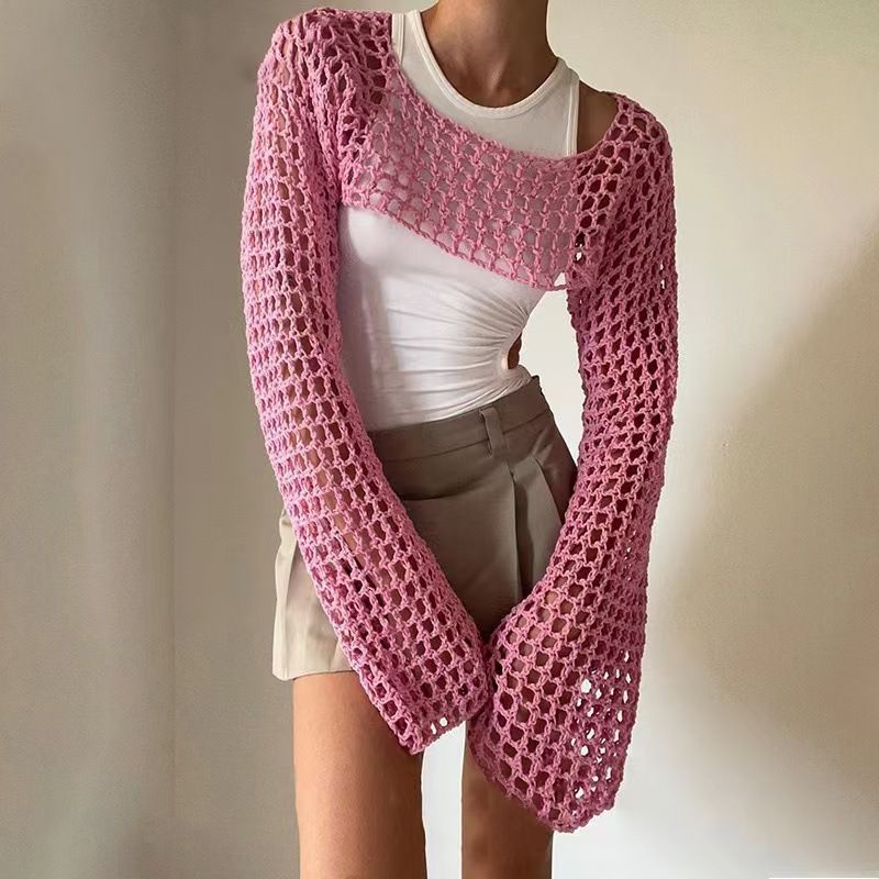 Women's Crochet Knit Top Lace-Up Boho Beach Cover-Up Short Sleeveless Summer Casual Streetwear Fashion_voghion.com