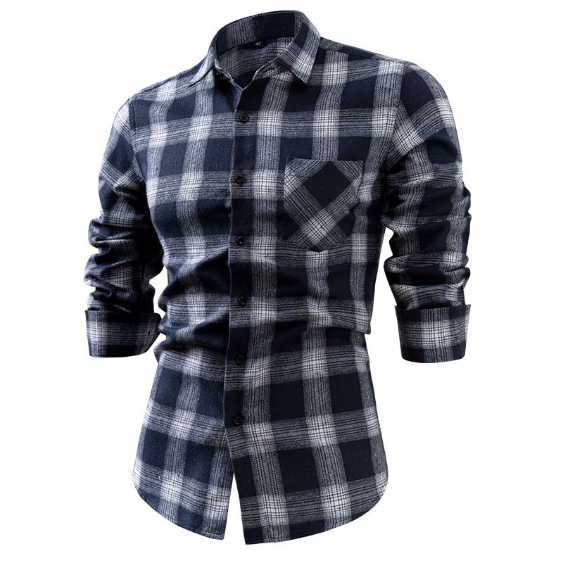 Men's Flannel Shirt – Soft Brushed Cotton Long Sleeve Plaid Shirt (38-44, Anti-Wrinkle & Breathable, Streetwear Essential For Layering)_voghion.com