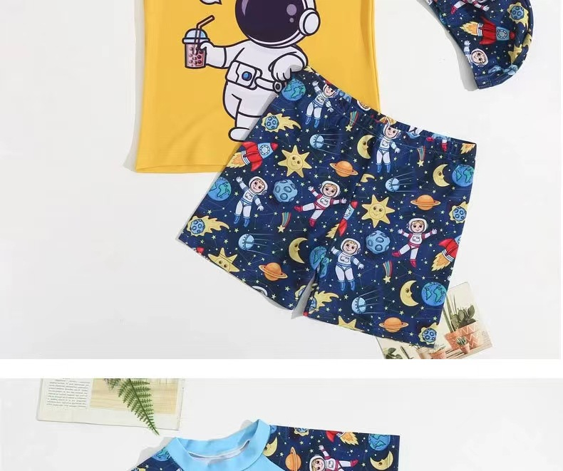 Mother&Kids Traje de baño para niños Traje de baño de secado rápido con protección solar de verano para niños Traje de baño dividido con dibujos animados para niños y niños pequeños_voghion.com