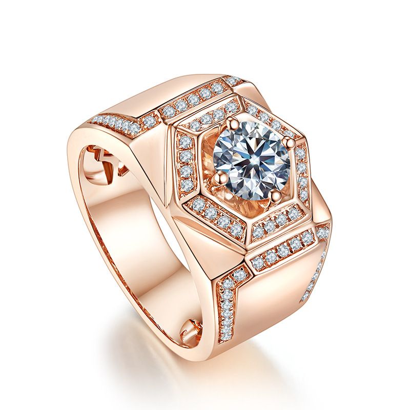 S Moissanit Diamant Verstellbar Rosé Faarweg Gold Dominant Männer Zeigefangerring Instagram_voghion.com