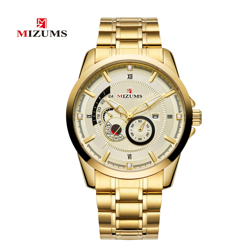 Nouveau produit MIZUMS 8034 bracelet en acier Quartz montre pour hommes d'affaires calendrier Table_voghion.com