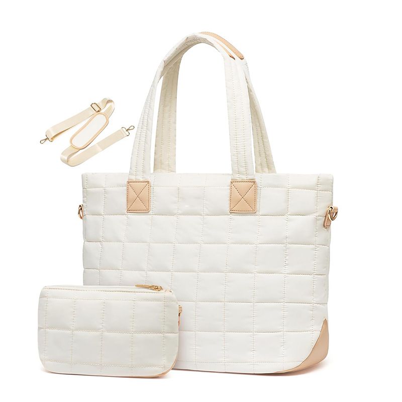 Bolsa feminina para laptop, bolsa acolchoada com zíper, bolsa de trabalho fofa_voghion.com
