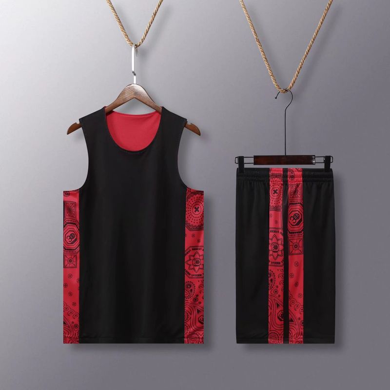 Costum de baschet cu două fețe, îmbrăcăminte sport lejeră pentru bărbați, uniformă personalizată pentru studenți, vestă imprimată,_voghion.com