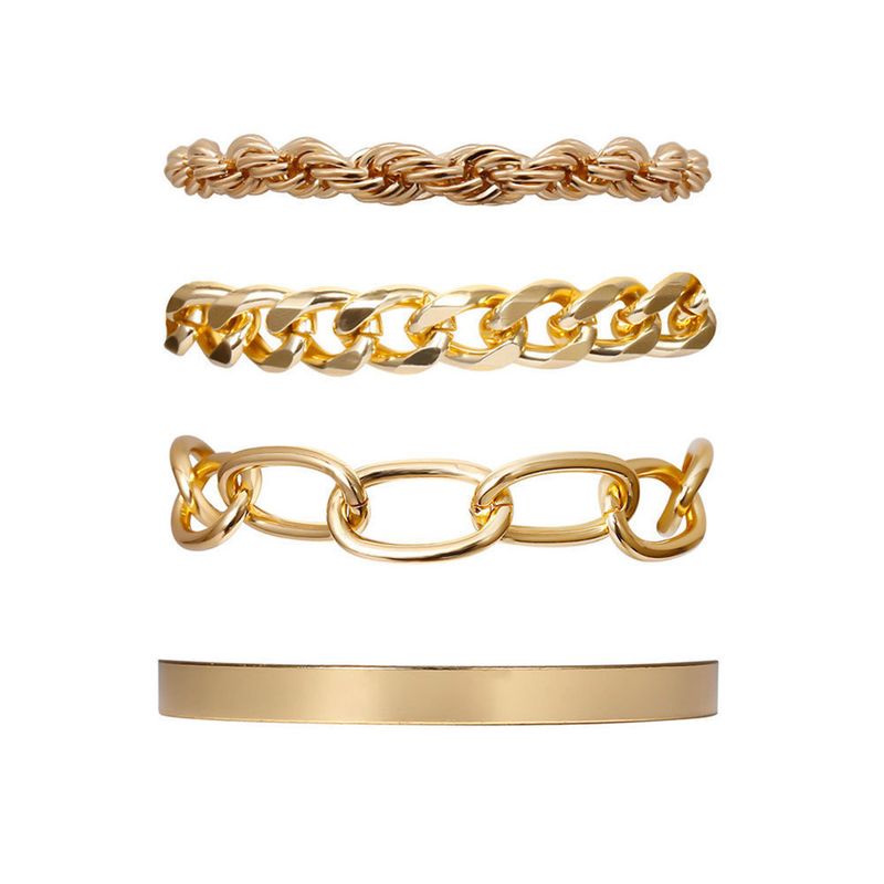 Set di braccialetti con osso a forma di serpente, stile hip-hop, a forma di C, con catena cubana intrecciata, semplice e di nicchia._voghion.com