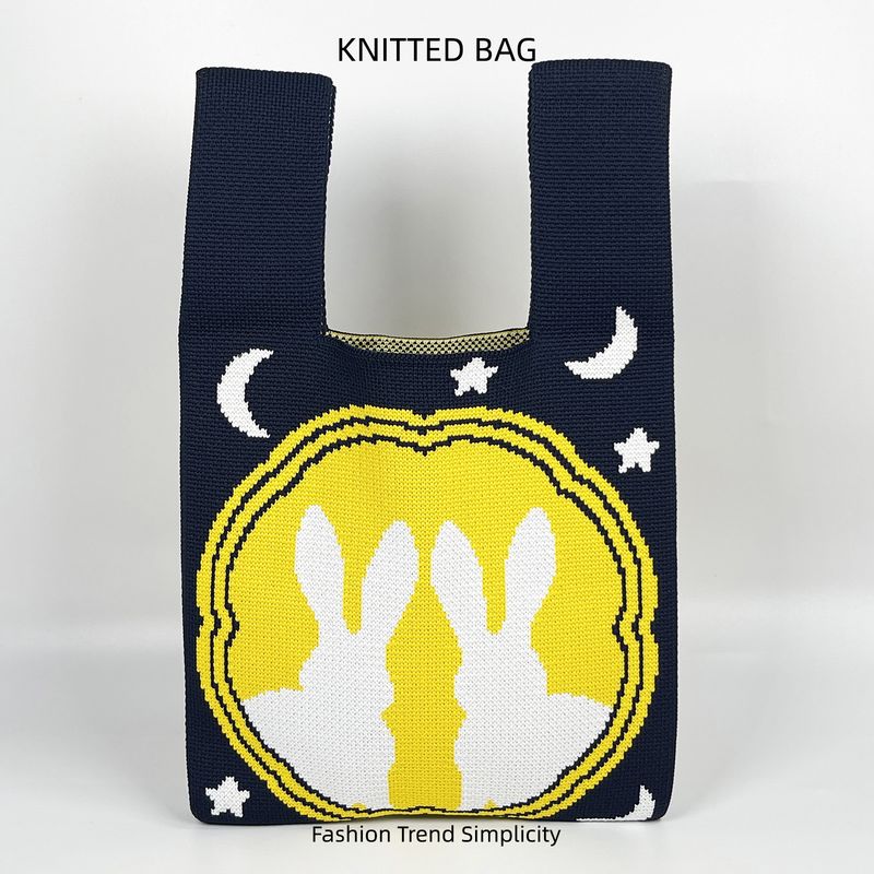 Mid-Autumn Festival Moon Rabbit Gestrickte Mooncake Verpackung Handtasche Große Kapazität Geschenkbox Einkaufstasche für Frauen_voghion.com
