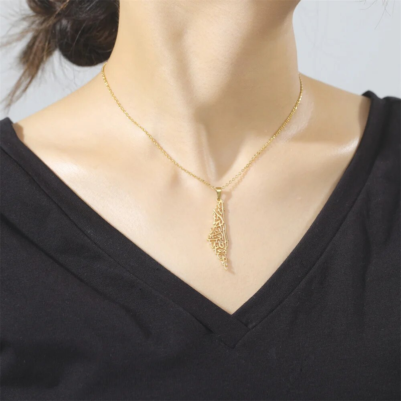 Hot Sales My Shape Pastine Pendant Necklaces for Women Men Stainss Steel Hollow Map Necklace Choker Chain Ma Jewelry_voghion.com