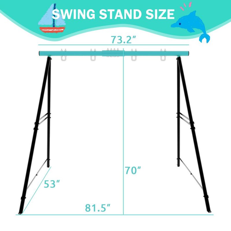Porch Swing Frame 2 Seat, 440lbs Weight Capacity Swing Stand, Heavy Duty A-Frame Swing, Swing Stand Frame For Yoga Hammock Saucer Baby Porch Swing,_voghion.com