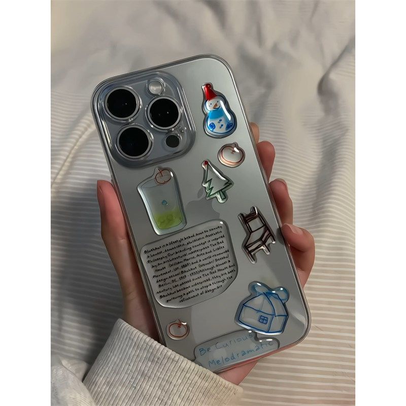 【 1038 Items Sold Within 3 Days 】 Art Drip Glue Snowman Suitable For IPhone 16/15 Promax Transparent 14 Premium 13_voghion.com