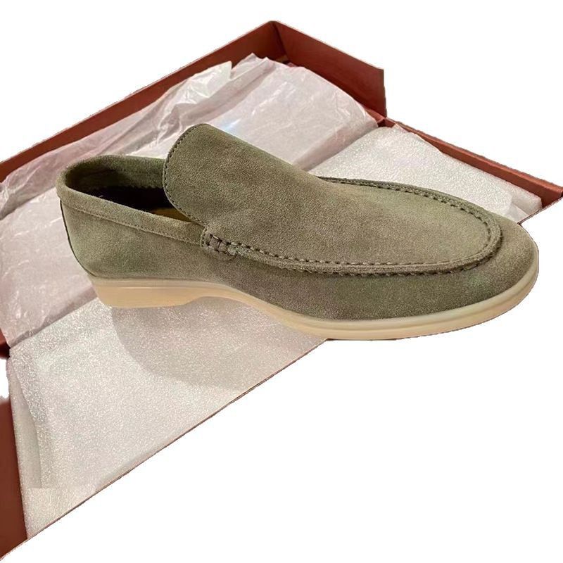 Men's Classic Slip-On Summer Suede Driving Lazy Shoes Casual Genuine Leather Loafers_voghion.com