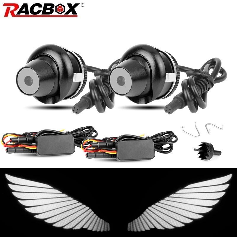 LED Car Door Welcome Lights Rearview Mirror Projector Lamp Decoration Ambient Lamps Angel Wings Light Accessories_voghion.com