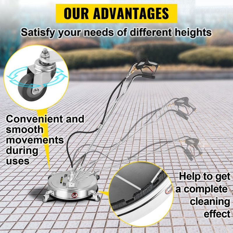 VEVOR Flat Surface Cleaner Pressure Surface Washer 24'' Max.4000 PSI Dual Handle_voghion.com