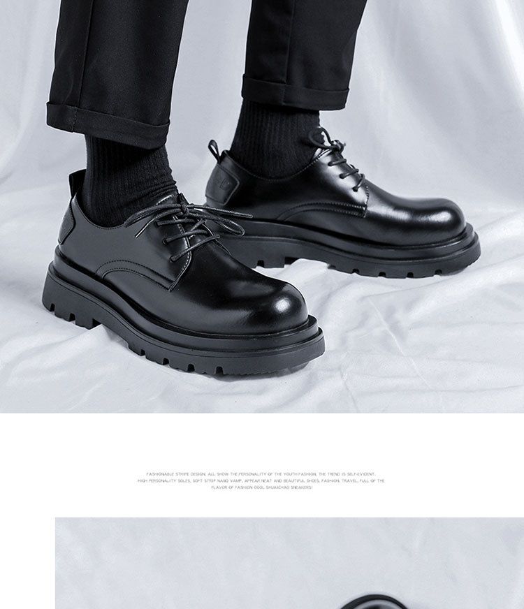 WalkPrime Derby da uomo, stivali bassi Martin, stile britannico, punta tonda, robusti, neri, scarpe casual in pelle con suola spessa, versatili_voghion.com