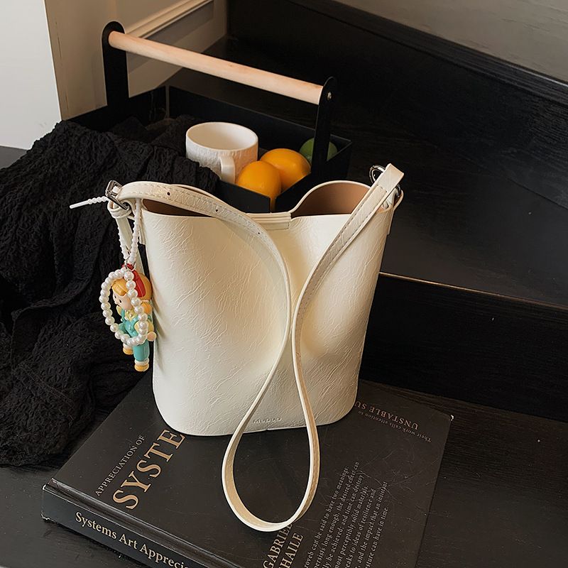 Borsa a secchiello da donna, versione coreana, semplice, con texture a tracolla, modello 2025, per ufficio, pendolarismo, borsa da donna alla moda_voghion.com