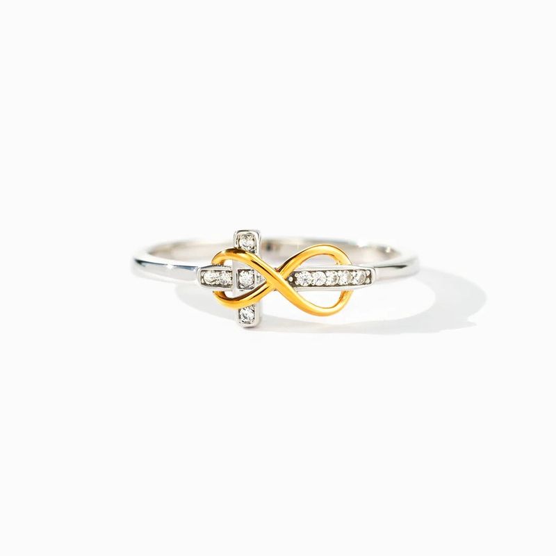 Women's Jewelry S925 Sterling Silver Infinity Cross Two-Tone Plated Adjustable Ring, Minimalist Fashion Statement For Everyday Wear_voghion.com