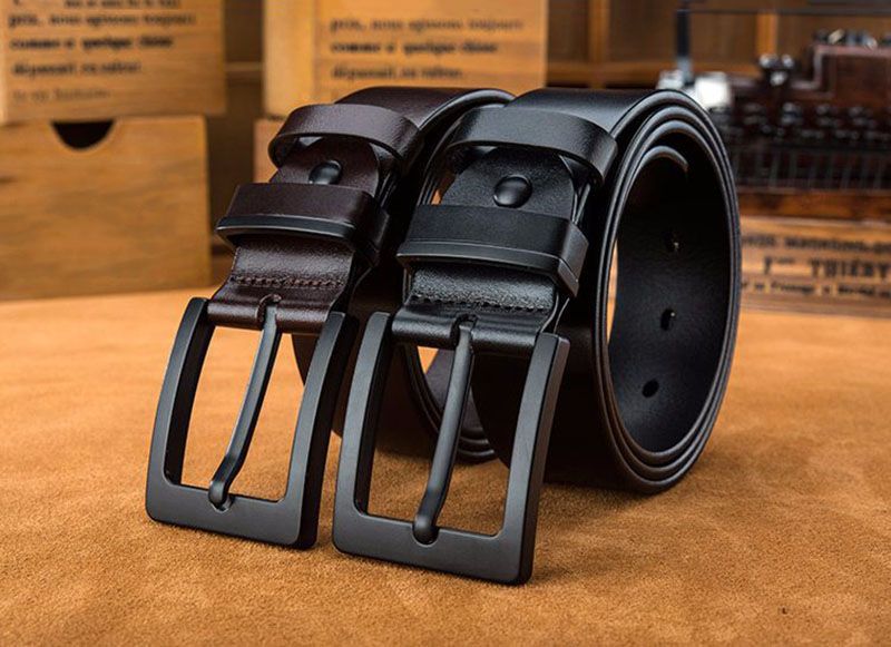 VARME menns toppkvalitets nye design massivt kuskinn menn ku ekte skinn kuskinn svart nålespenne metallbelter jeans_voghion.com