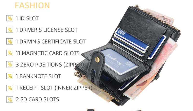 New Men's Short Wallet, European And American Business Double Zipper Zero Wallet, Multi Card Position, 30% Discount Wallet_voghion.com