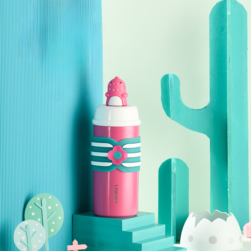 360ML Stainless Steel Insulated Water Bottle, Cute Design with Large Capacity and Straw, Student Water Tumbler Flask Bottle_voghion.com